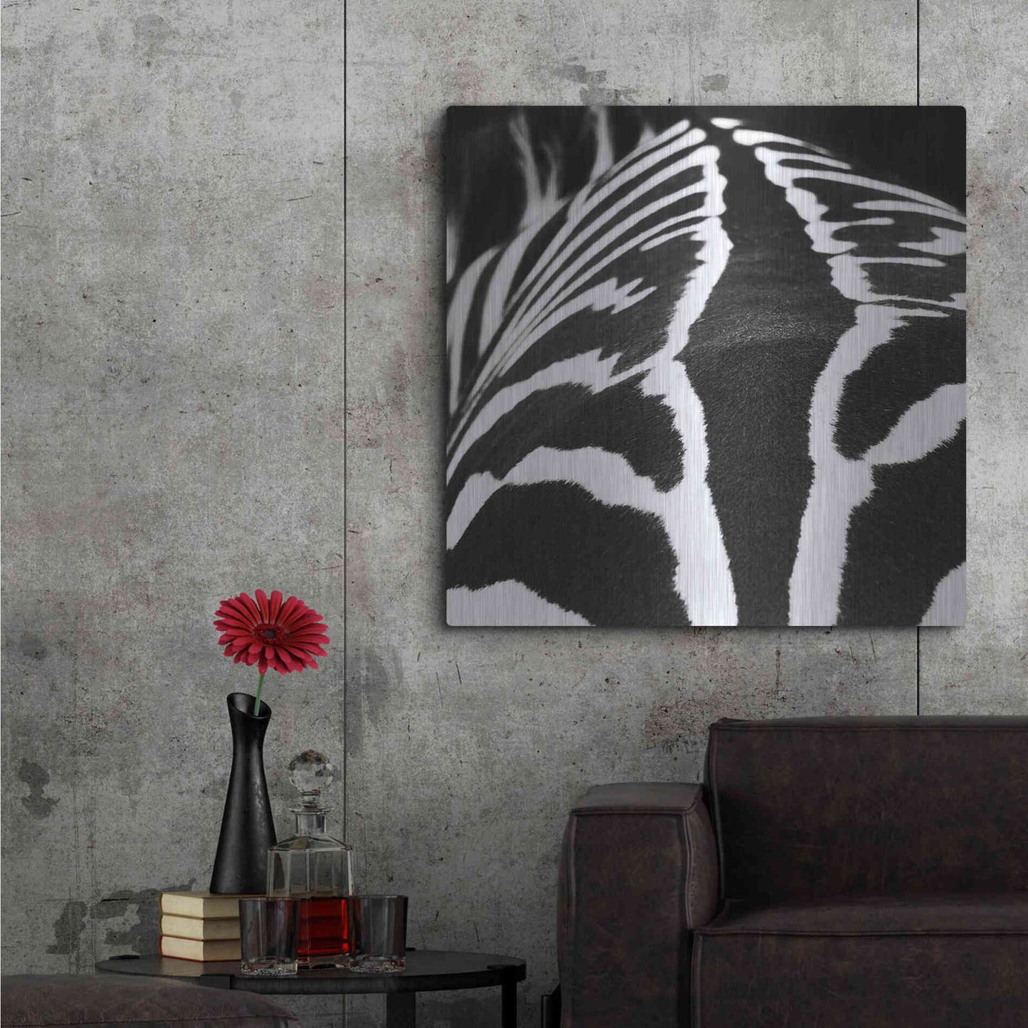Luxe Metal Art 'Zebra V' by Debra Van Swearingen, Metal Wall Art,36x36