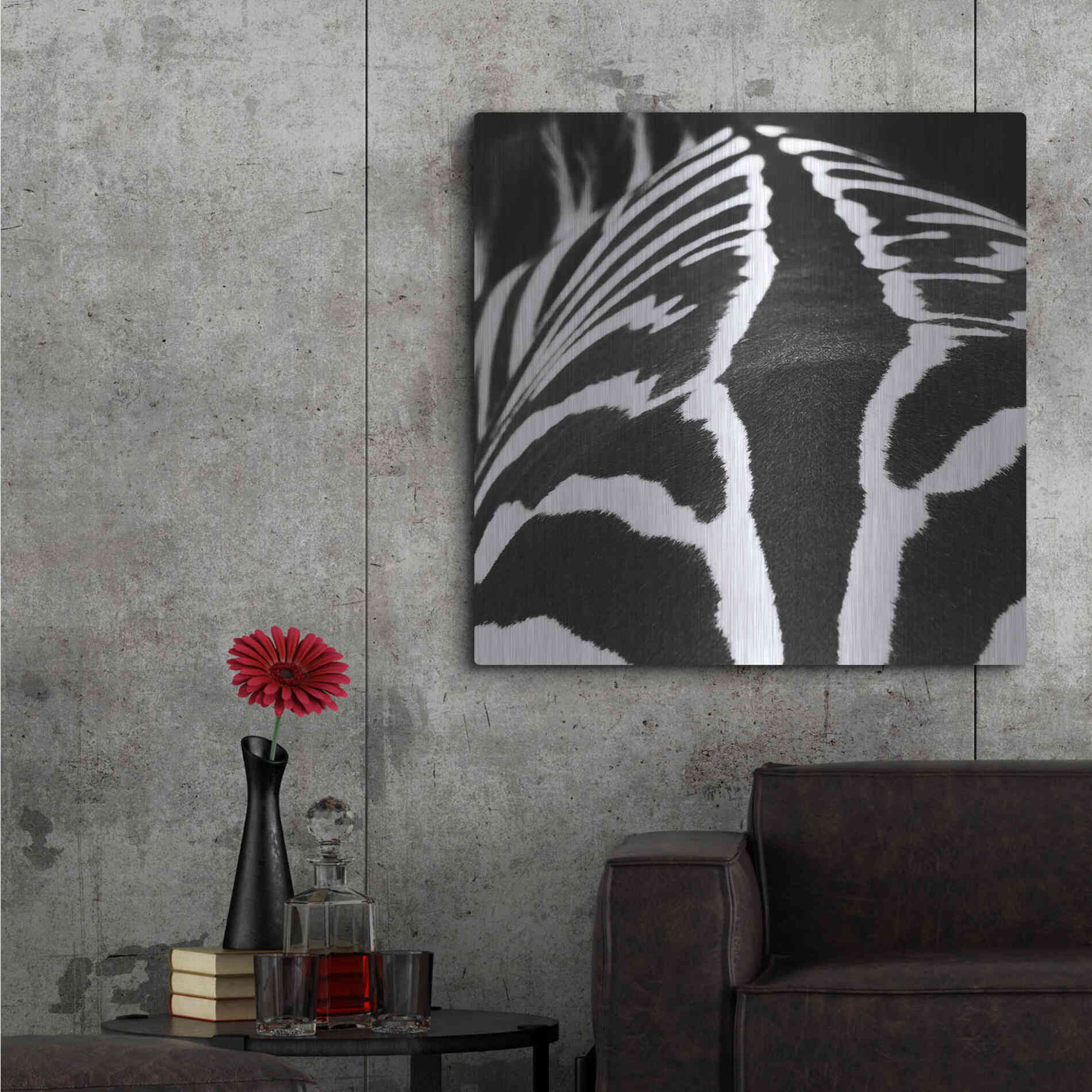 Luxe Metal Art 'Zebra V' by Debra Van Swearingen, Metal Wall Art,36x36