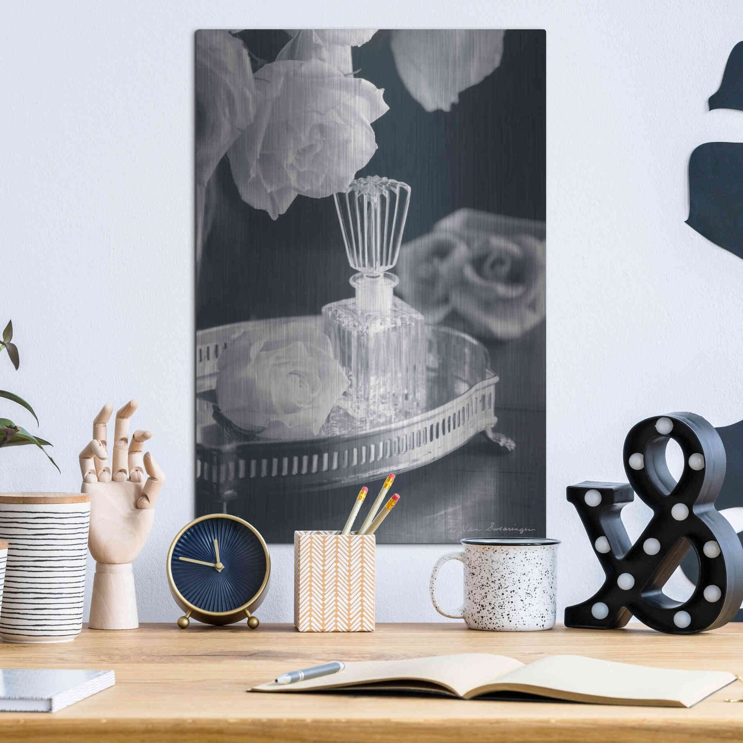 Luxe Metal Art 'Vintage Vanity I' by Debra Van Swearingen, Metal Wall Art,12x16