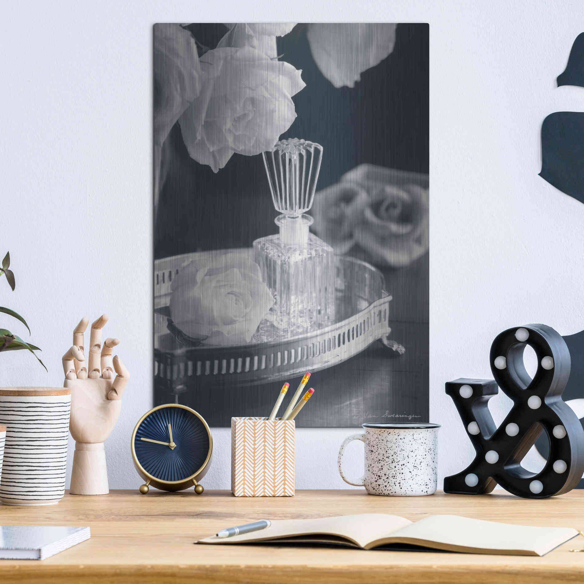 Luxe Metal Art 'Vintage Vanity I' by Debra Van Swearingen, Metal Wall Art,12x16