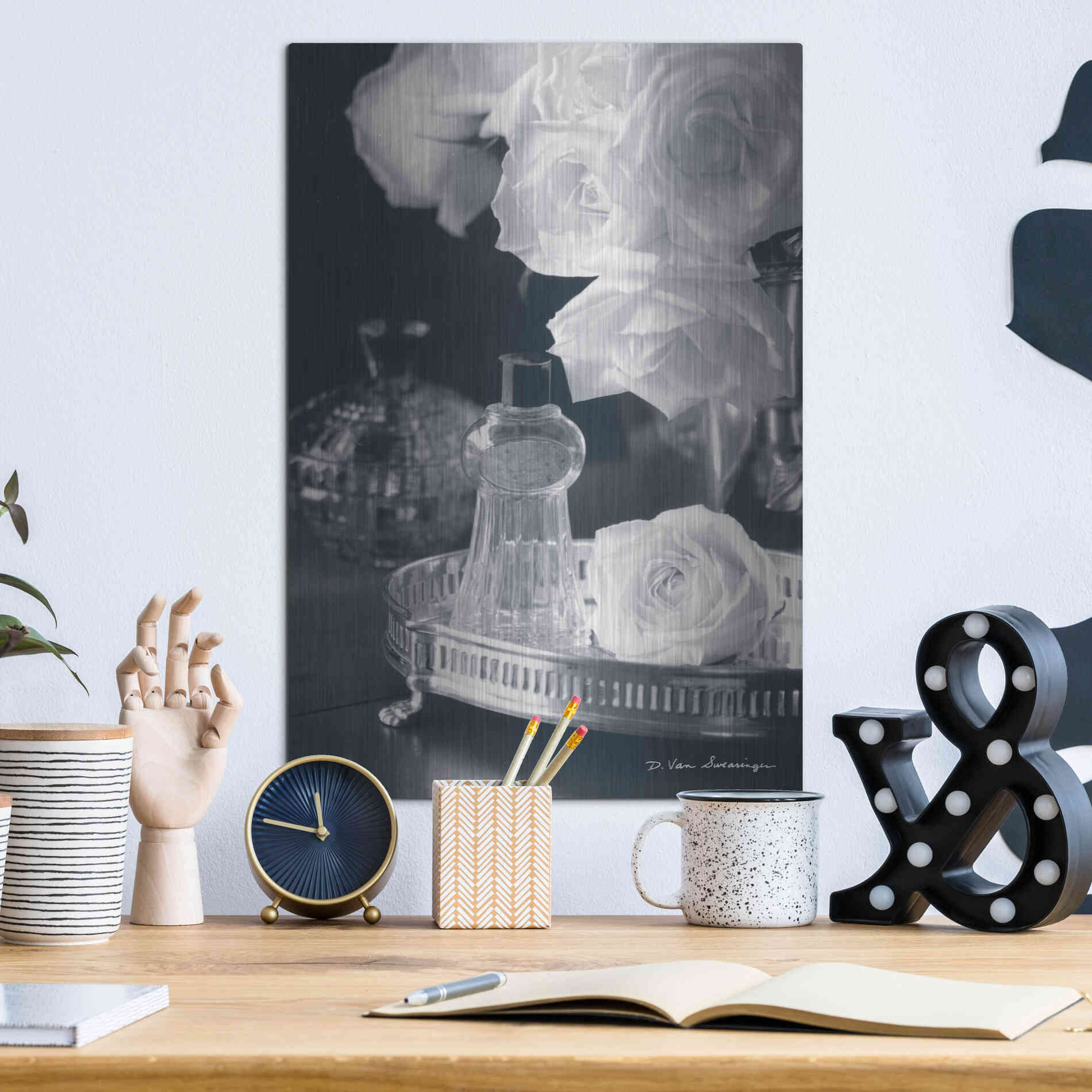 Luxe Metal Art 'Vintage Vanity II' by Debra Van Swearingen, Metal Wall Art,12x16