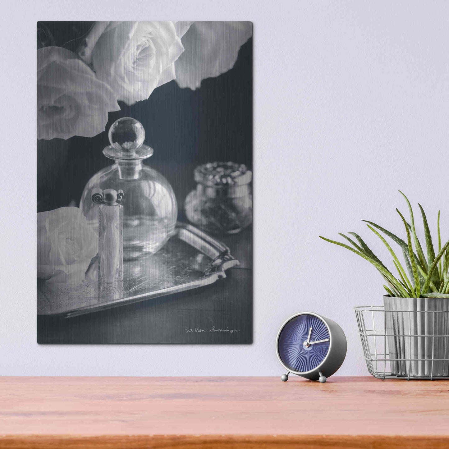 Luxe Metal Art 'Vintage Vanity III' by Debra Van Swearingen, Metal Wall Art,12x16