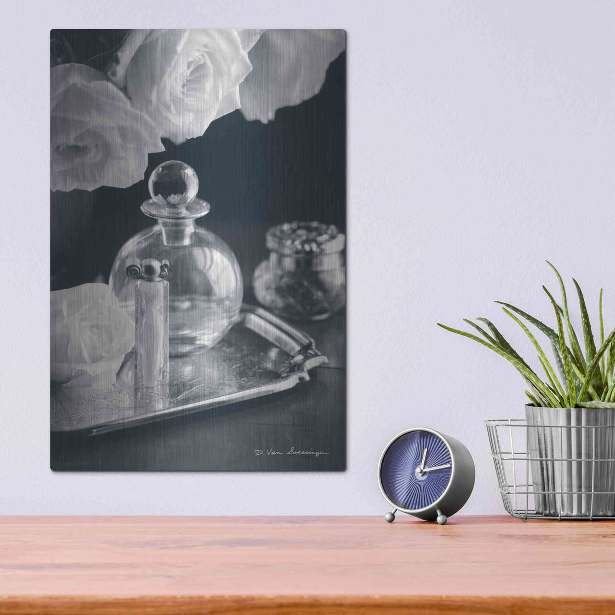 Luxe Metal Art 'Vintage Vanity III' by Debra Van Swearingen, Metal Wall Art,12x16