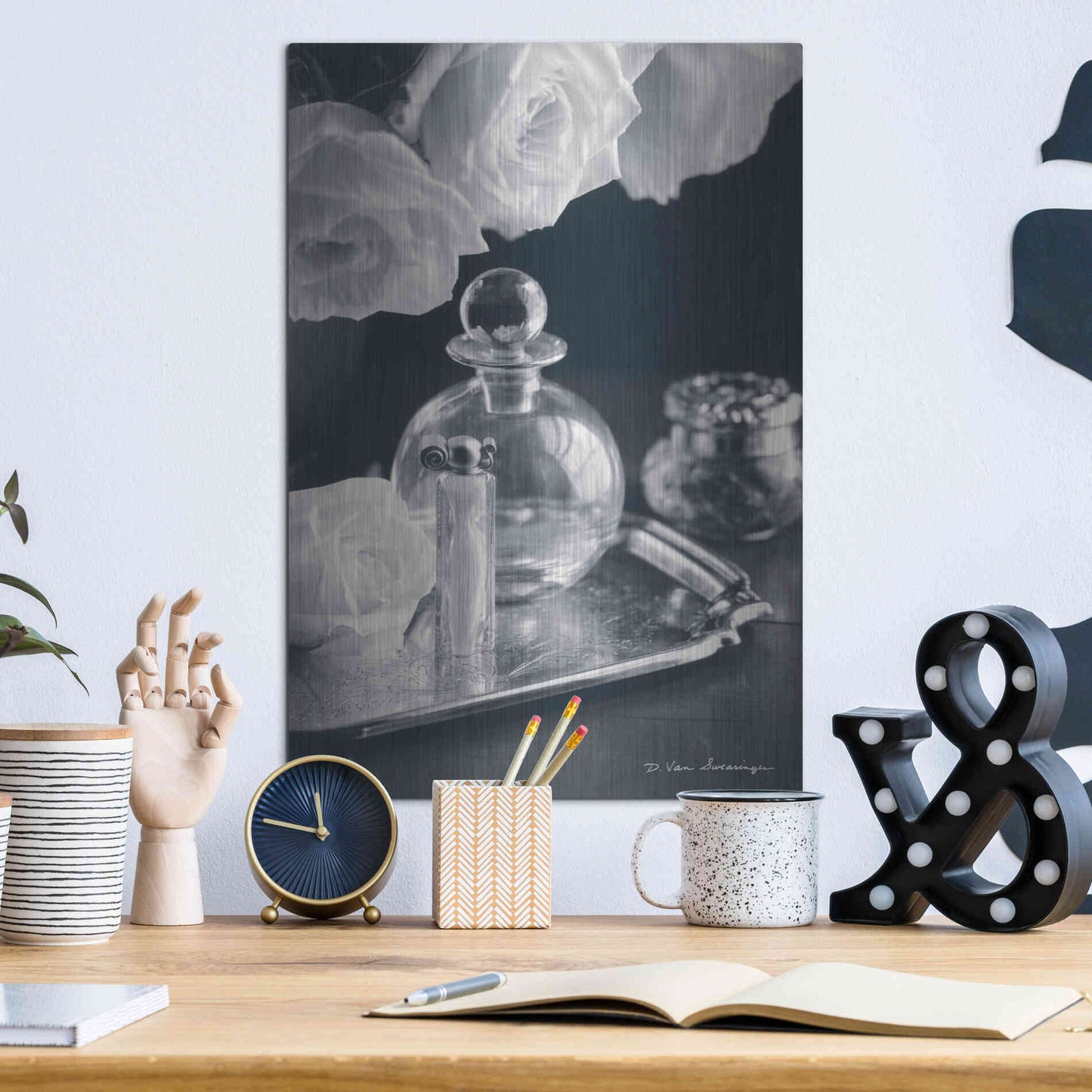 Luxe Metal Art 'Vintage Vanity III' by Debra Van Swearingen, Metal Wall Art,12x16