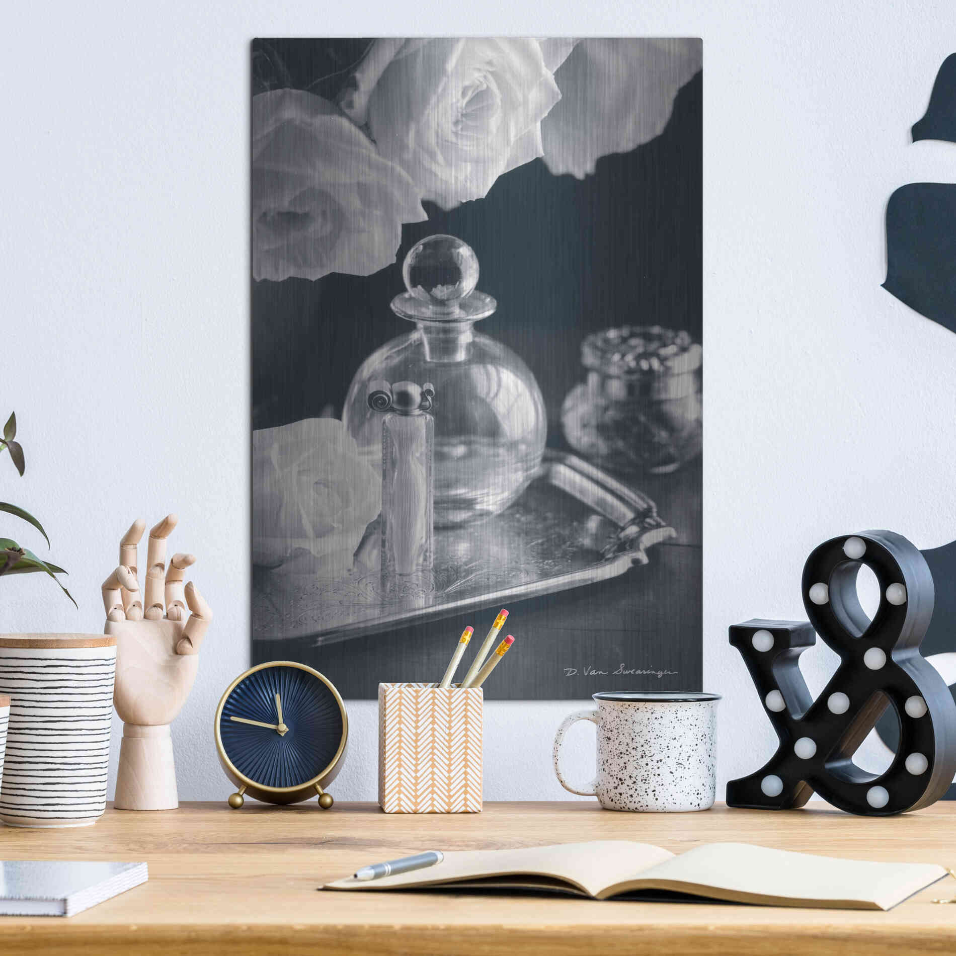 Luxe Metal Art 'Vintage Vanity III' by Debra Van Swearingen, Metal Wall Art,12x16