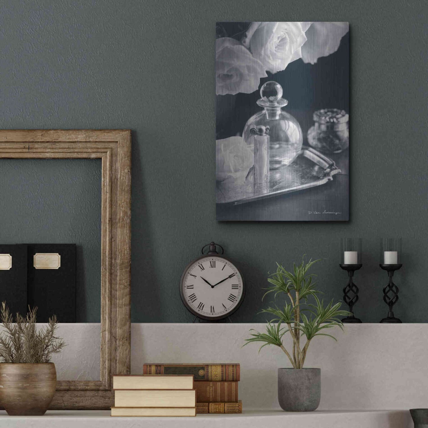 Luxe Metal Art 'Vintage Vanity III' by Debra Van Swearingen, Metal Wall Art,12x16