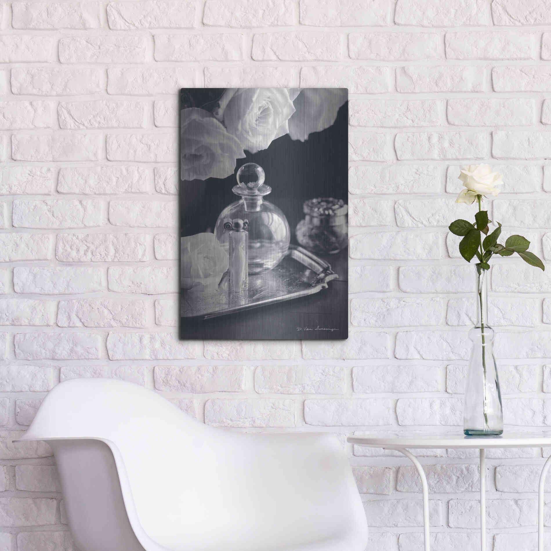 Luxe Metal Art 'Vintage Vanity III' by Debra Van Swearingen, Metal Wall Art,16x24