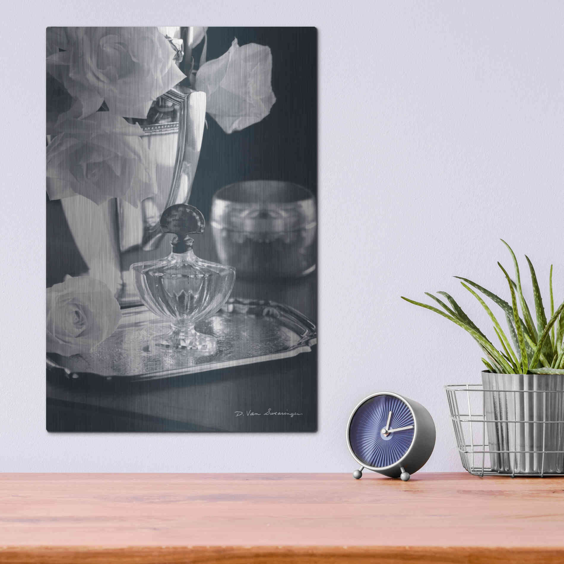 Luxe Metal Art 'Vintage Vanity IV' by Debra Van Swearingen, Metal Wall Art,12x16