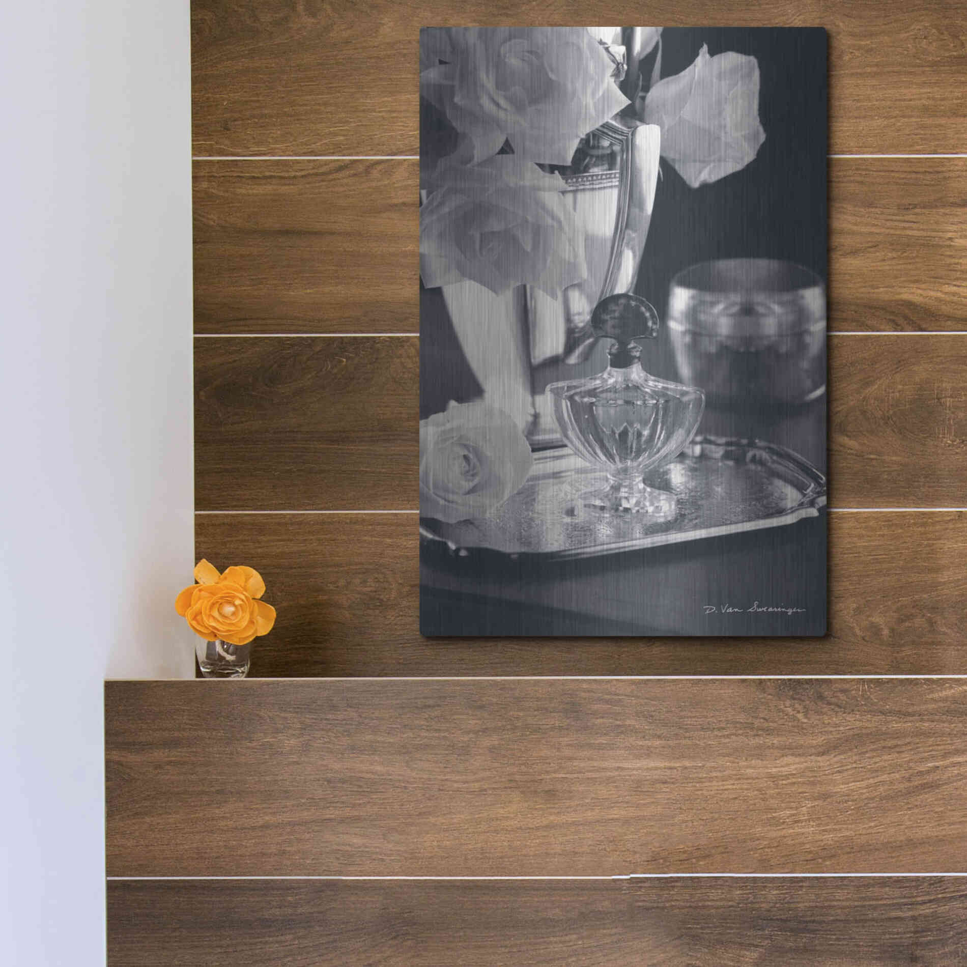 Luxe Metal Art 'Vintage Vanity IV' by Debra Van Swearingen, Metal Wall Art,12x16