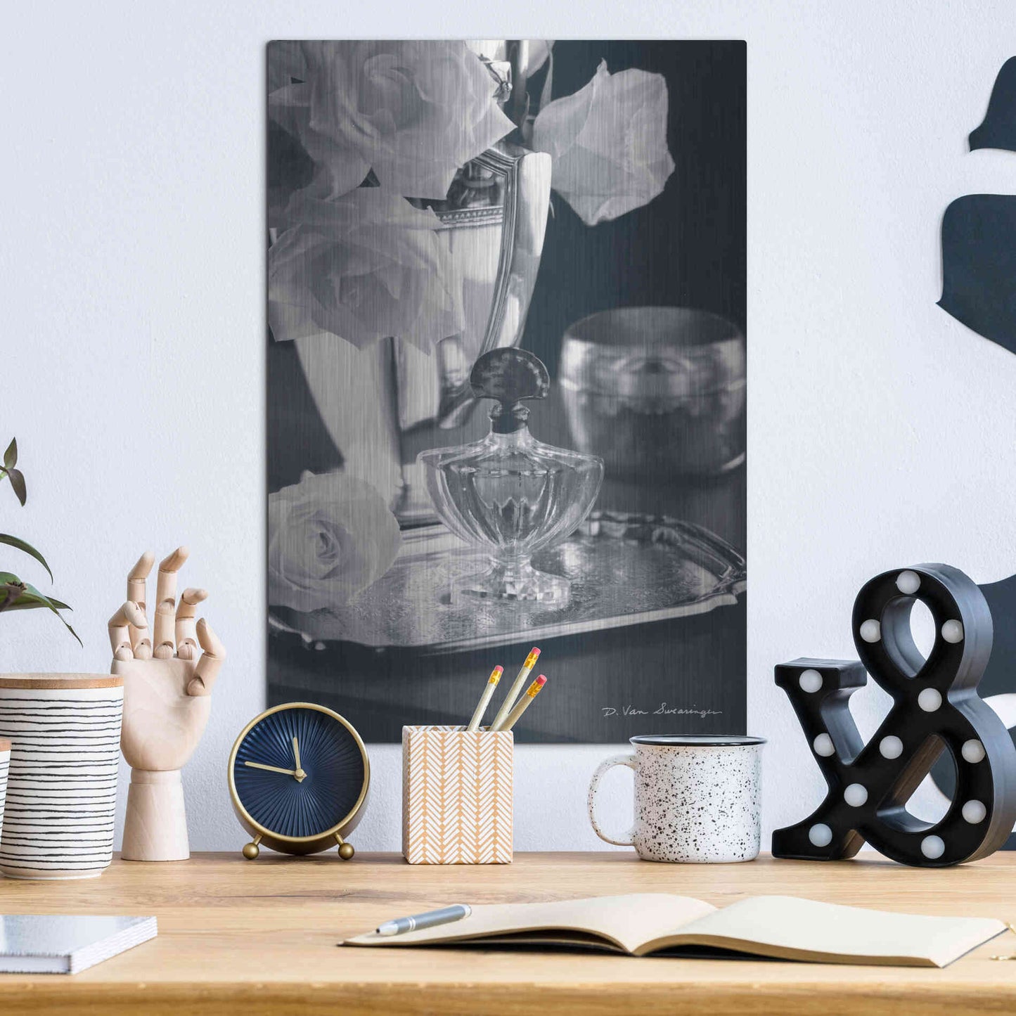 Luxe Metal Art 'Vintage Vanity IV' by Debra Van Swearingen, Metal Wall Art,12x16