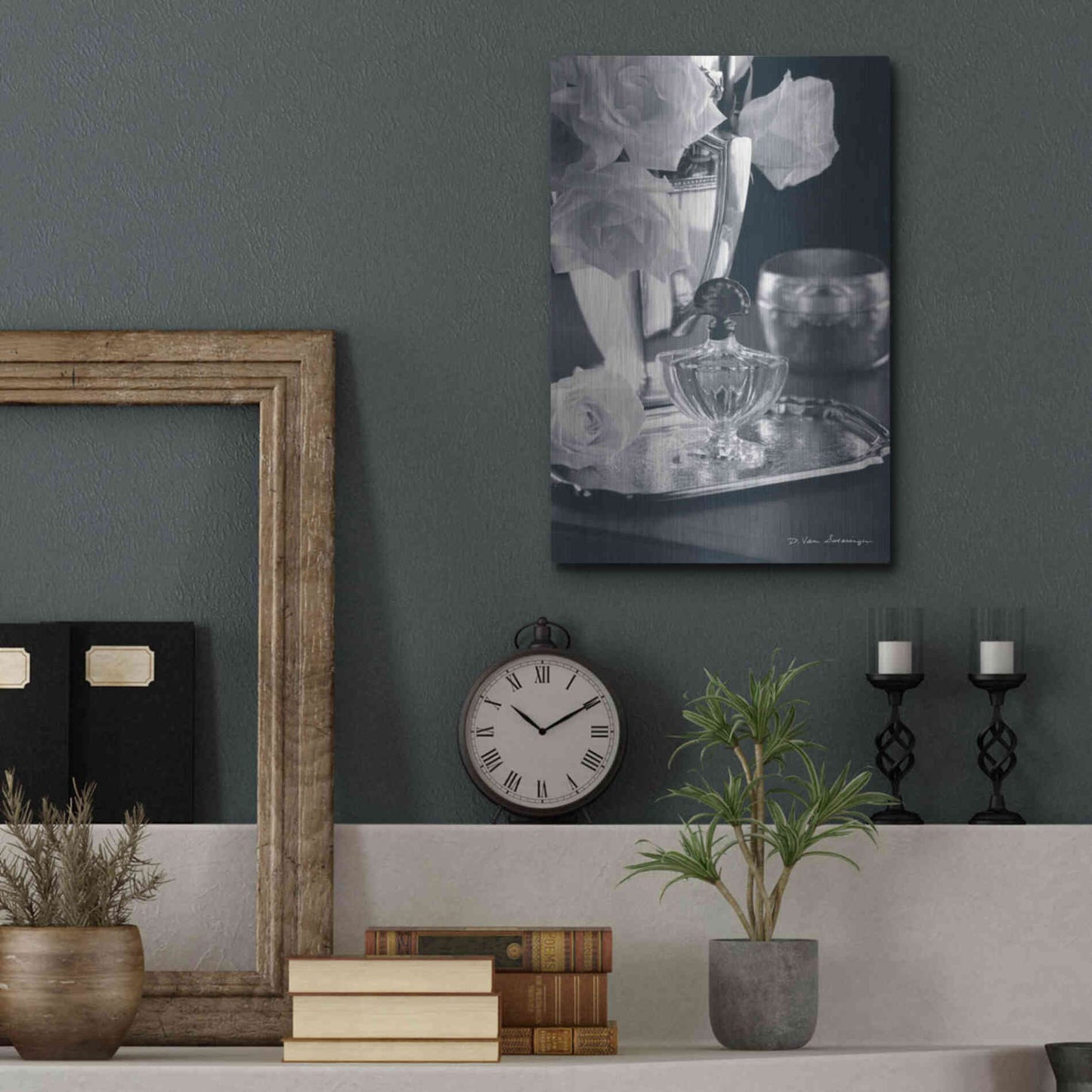 Luxe Metal Art 'Vintage Vanity IV' by Debra Van Swearingen, Metal Wall Art,12x16