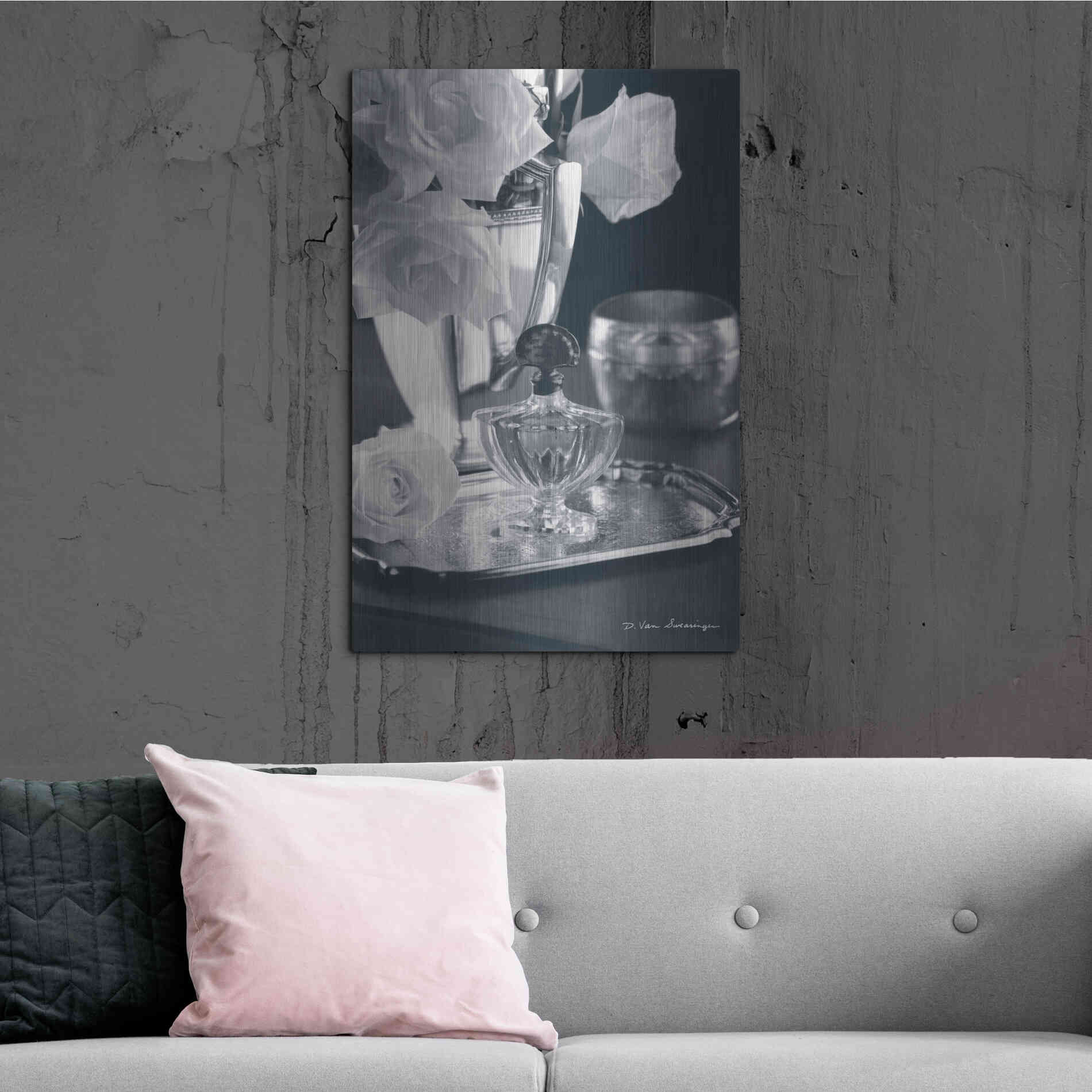 Luxe Metal Art 'Vintage Vanity IV' by Debra Van Swearingen, Metal Wall Art,24x36