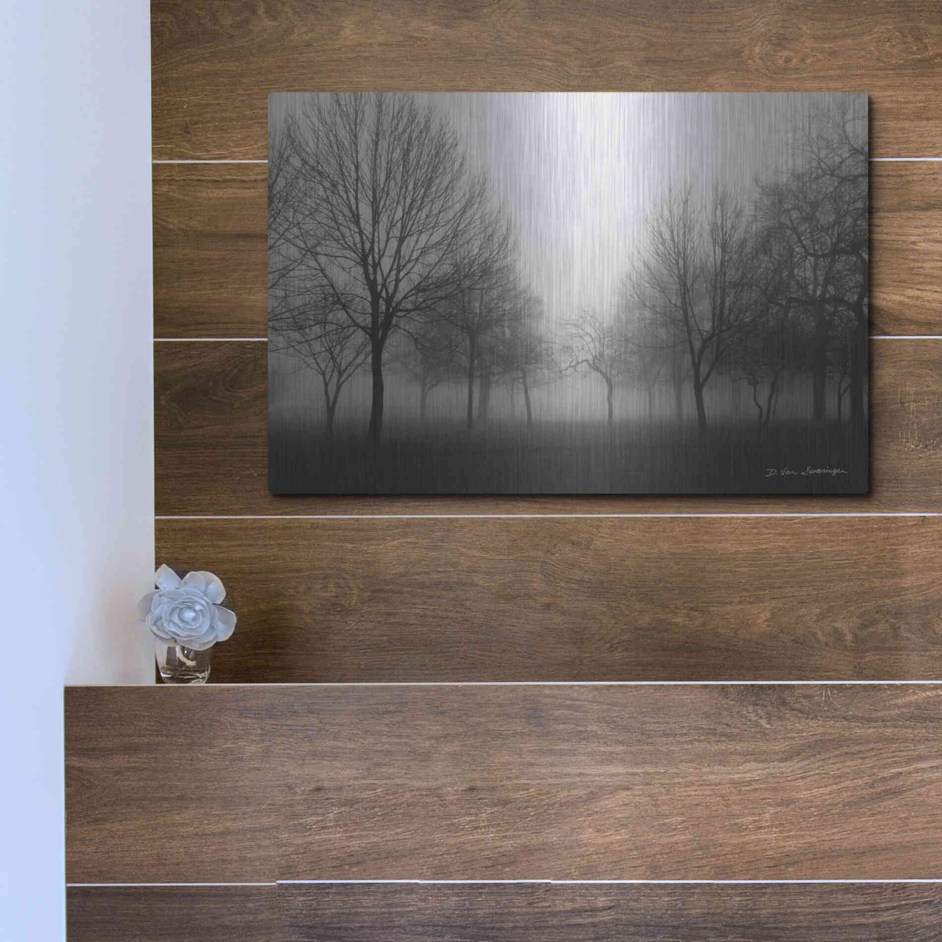 Luxe Metal Art 'Morning Mist' by Debra Van Swearingen, Metal Wall Art,16x12
