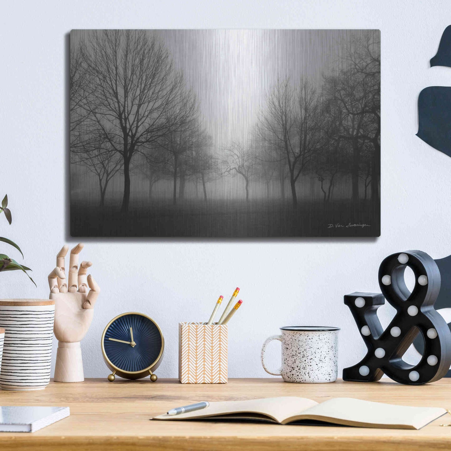 Luxe Metal Art 'Morning Mist' by Debra Van Swearingen, Metal Wall Art,16x12