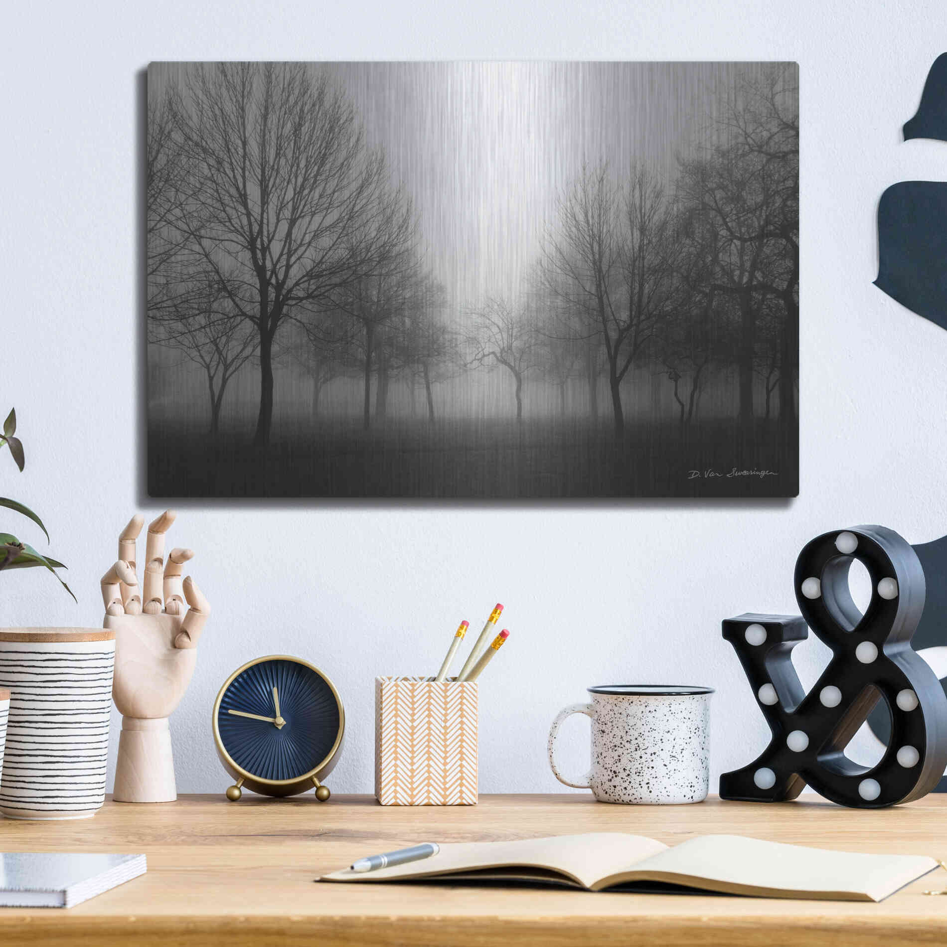 Luxe Metal Art 'Morning Mist' by Debra Van Swearingen, Metal Wall Art,16x12