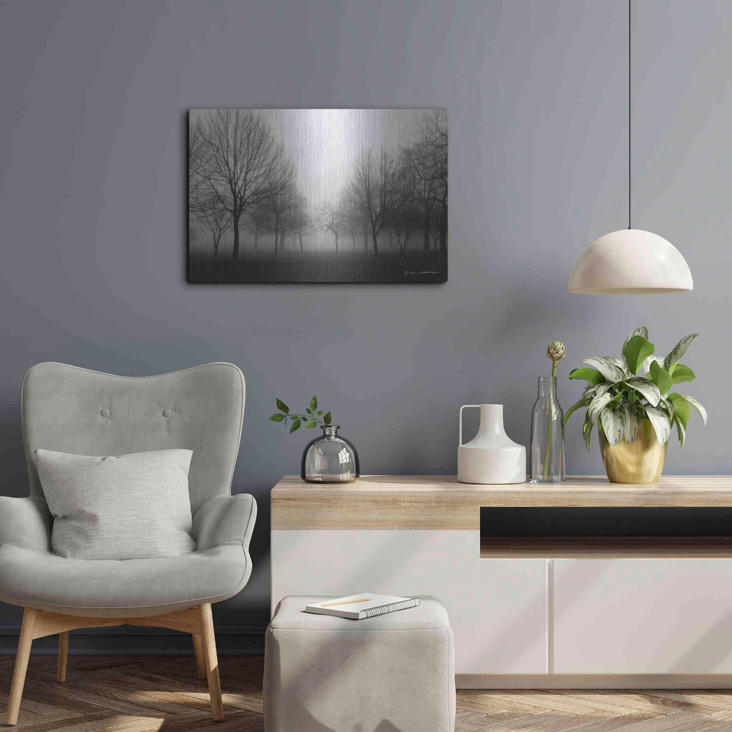 Luxe Metal Art 'Morning Mist' by Debra Van Swearingen, Metal Wall Art,24x16
