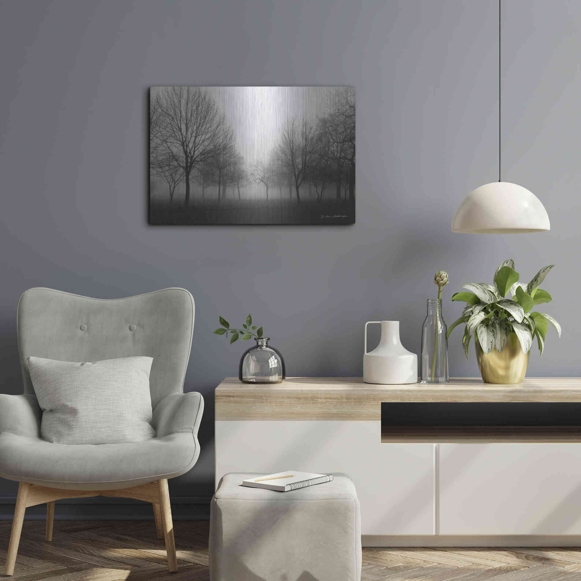 Luxe Metal Art 'Morning Mist' by Debra Van Swearingen, Metal Wall Art,24x16