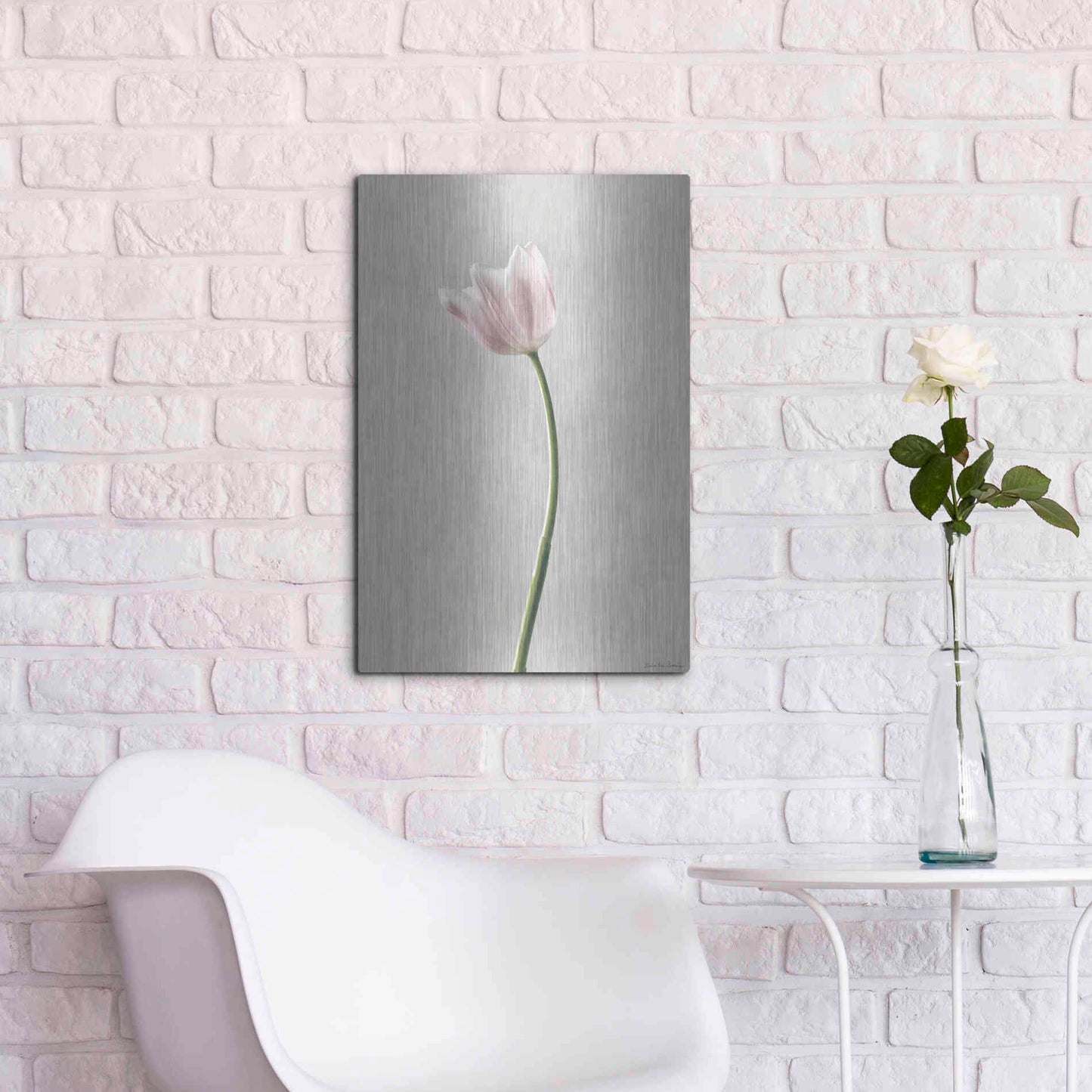 Luxe Metal Art 'Light Tulips I' by Debra Van Swearingen, Metal Wall Art,16x24