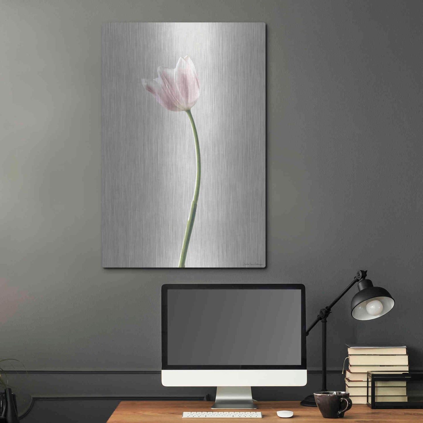 Luxe Metal Art 'Light Tulips I' by Debra Van Swearingen, Metal Wall Art,24x36