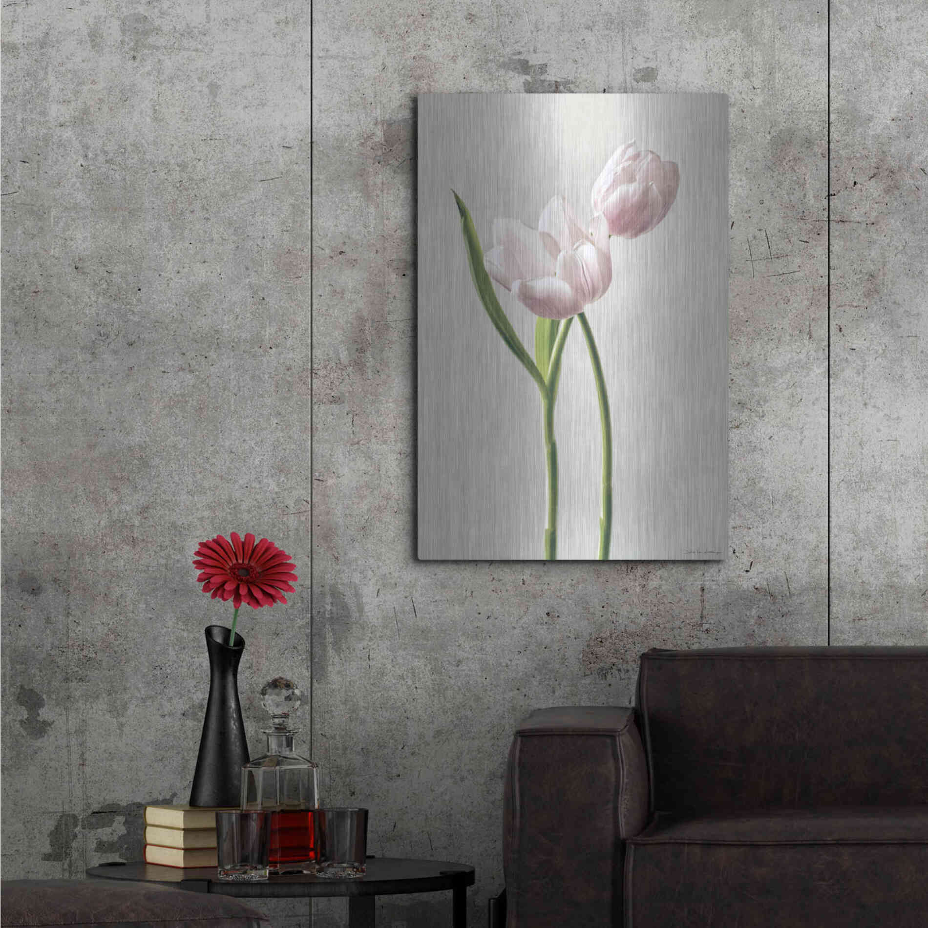 Luxe Metal Art 'Light Tulips III' by Debra Van Swearingen, Metal Wall Art,24x36