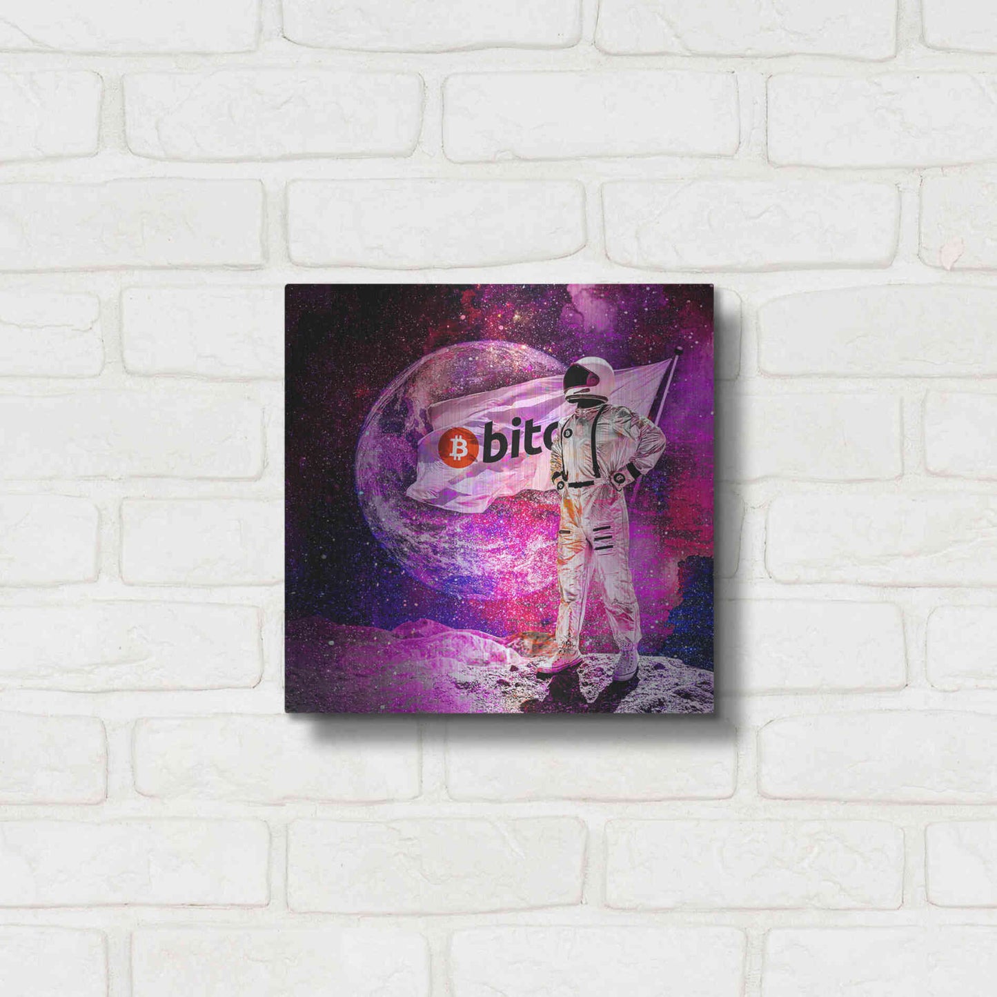 Luxe Metal Art 'Bitcoin to the Moon' Metal Wall Art,12x12