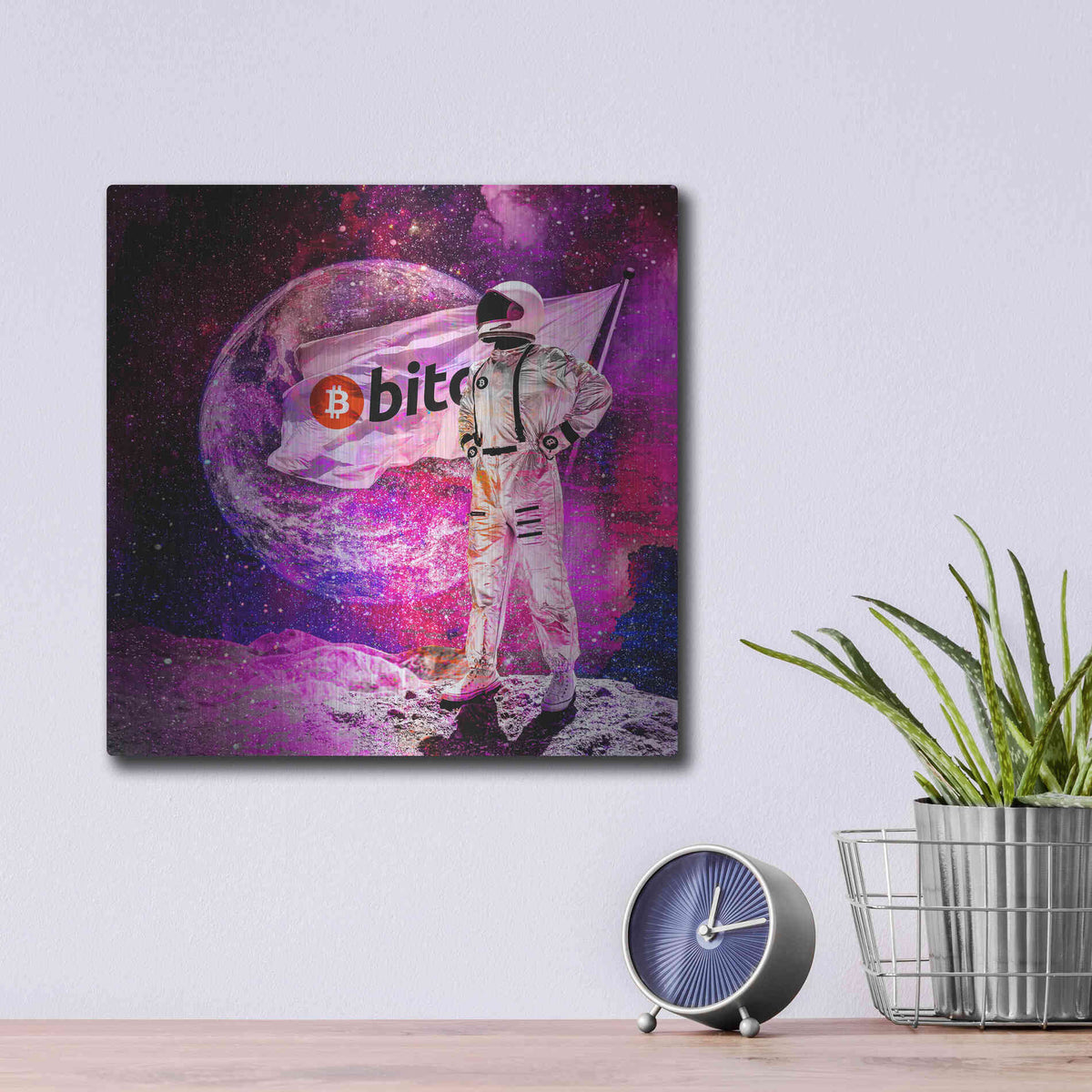 Luxe Metal Art 'Bitcoin to the Moon' Metal Wall Art,12x12