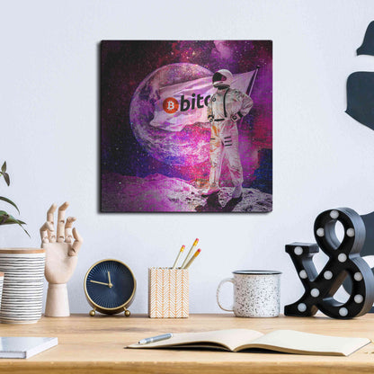 Luxe Metal Art 'Bitcoin to the Moon' Metal Wall Art,12x12