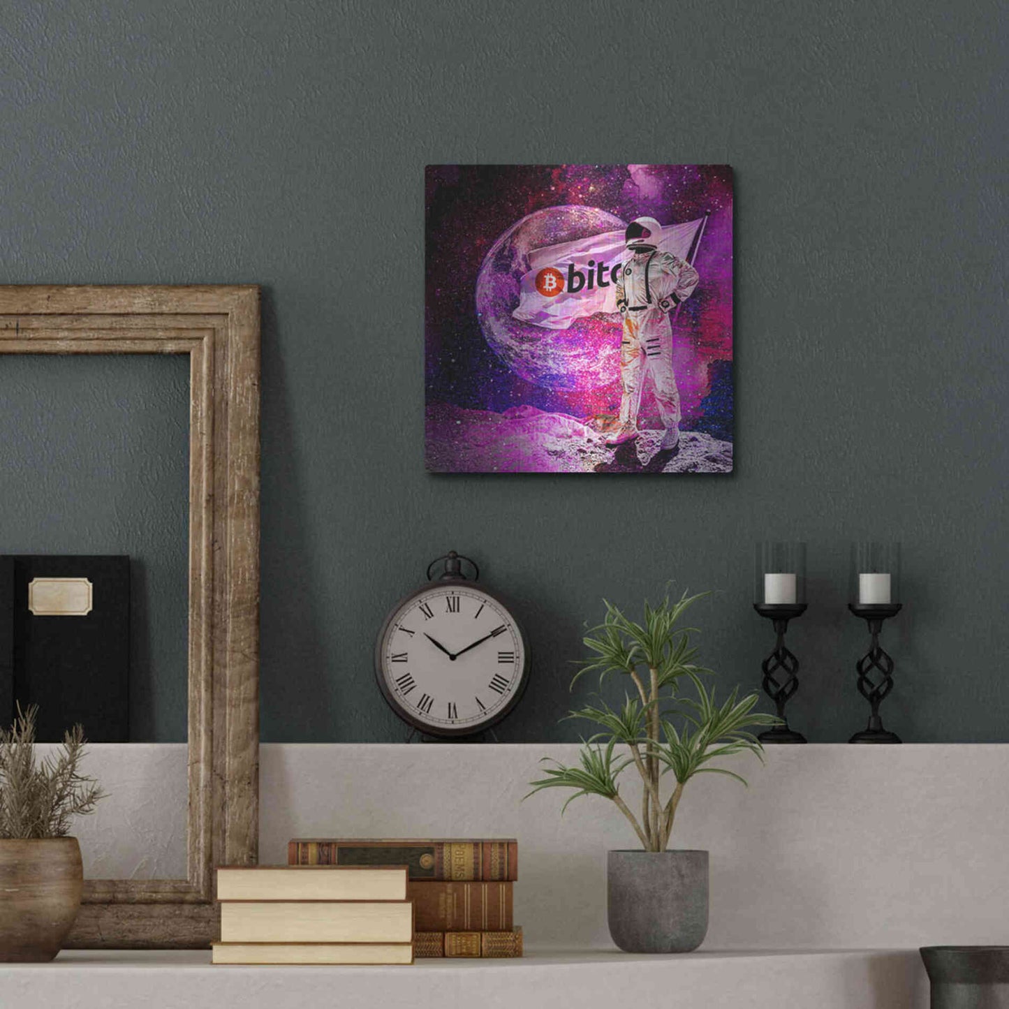 Luxe Metal Art 'Bitcoin to the Moon' Metal Wall Art,12x12