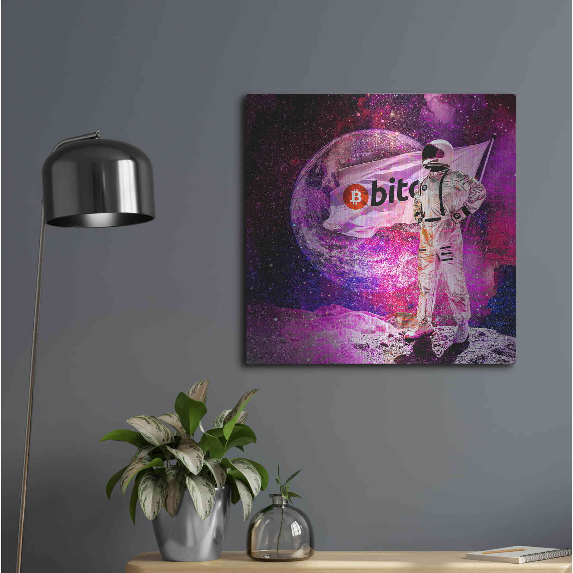 Luxe Metal Art 'Bitcoin to the Moon' Metal Wall Art,24x24