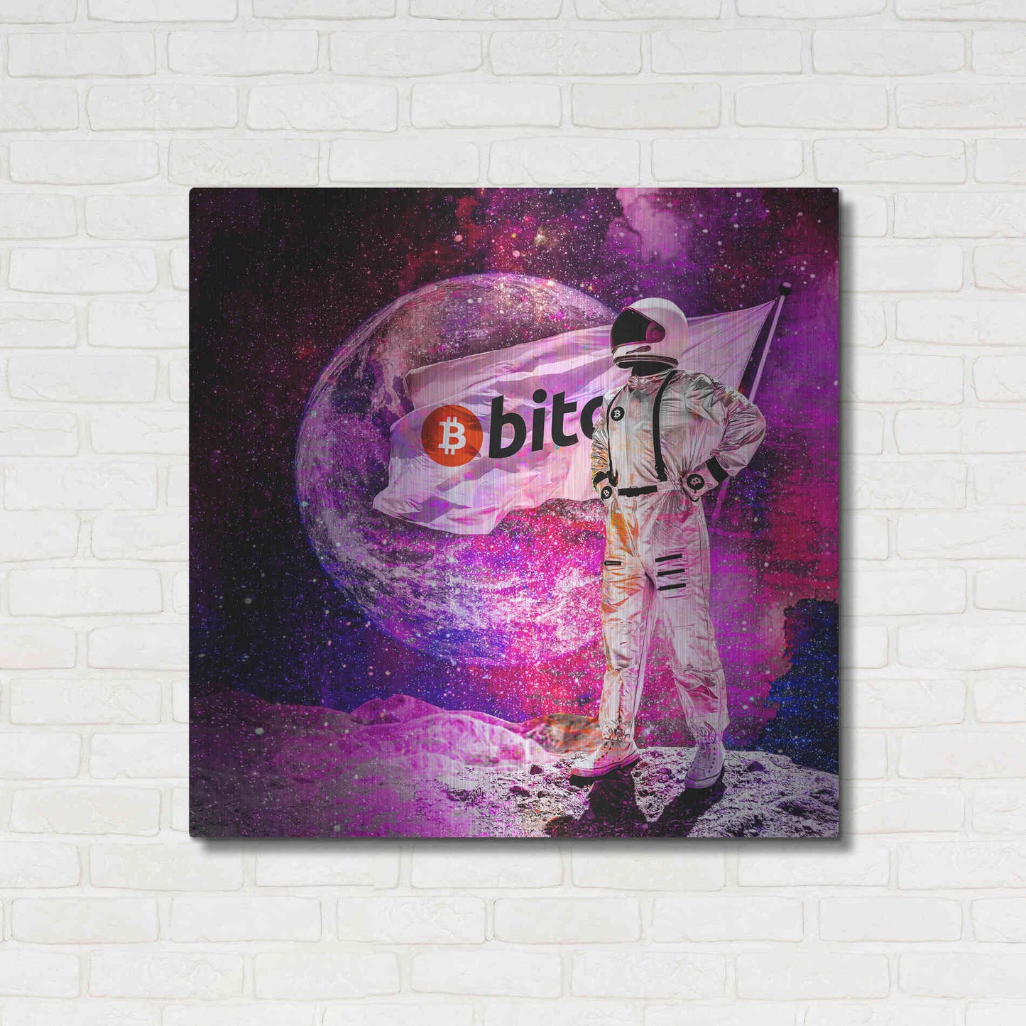 Luxe Metal Art 'Bitcoin to the Moon' Metal Wall Art,36x36