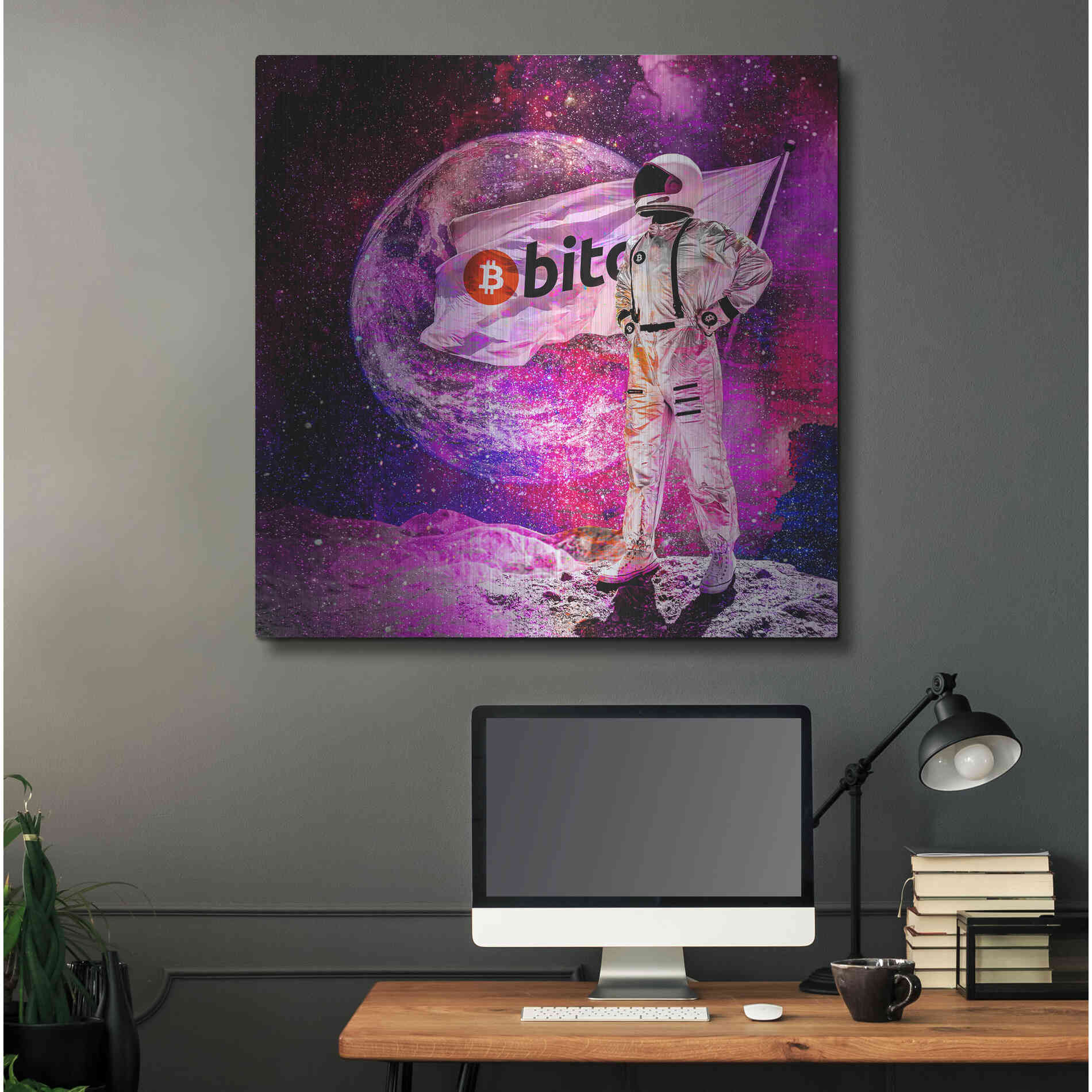 Luxe Metal Art 'Bitcoin to the Moon' Metal Wall Art,36x36
