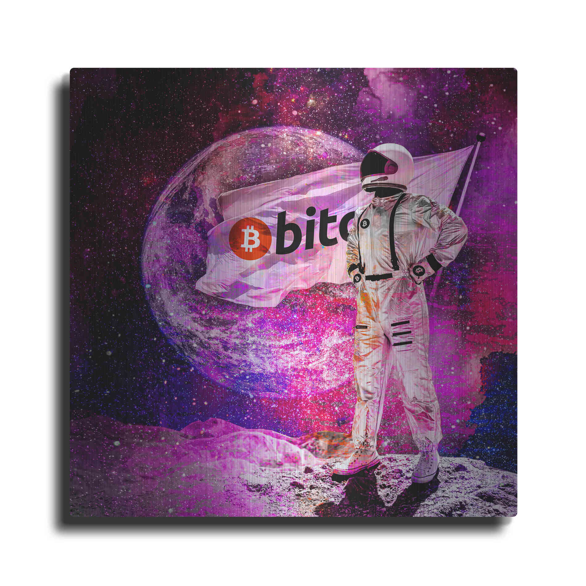 Luxe Metal Art 'Bitcoin to the Moon' Metal Wall Art