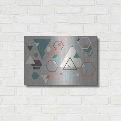 Luxe Metal Art 'Abstract Geo I Gray' by Veronique Charron, Metal Wall Art,24x16