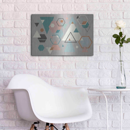 Luxe Metal Art 'Abstract Geo I Gray' by Veronique Charron, Metal Wall Art,24x16