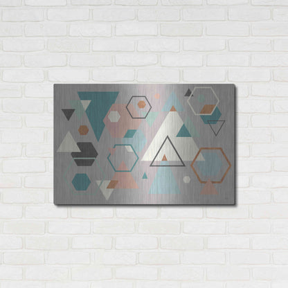 Luxe Metal Art 'Abstract Geo I Gray' by Veronique Charron, Metal Wall Art,36x24
