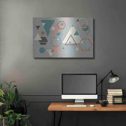 Luxe Metal Art 'Abstract Geo I Gray' by Veronique Charron, Metal Wall Art,36x24