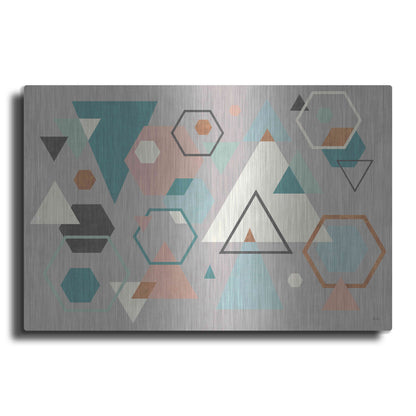 Luxe Metal Art 'Abstract Geo I Gray' by Veronique Charron, Metal Wall Art