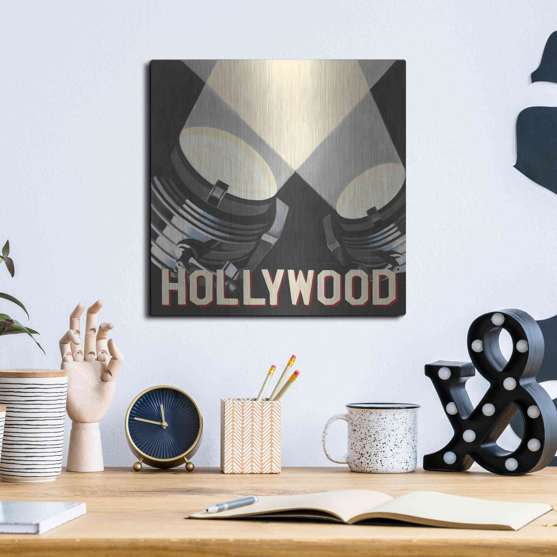 Luxe Metal Art 'Hollywood' by Marco Fabiano, Metal Wall Art,12x12
