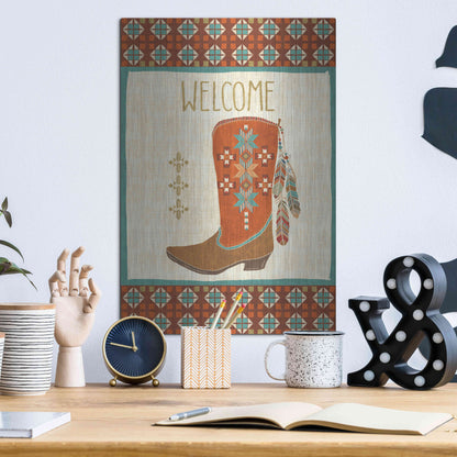 Luxe Metal Art 'Southwest at Heart IV FLAG' by Veronique Charron, Metal Wall Art,12x16