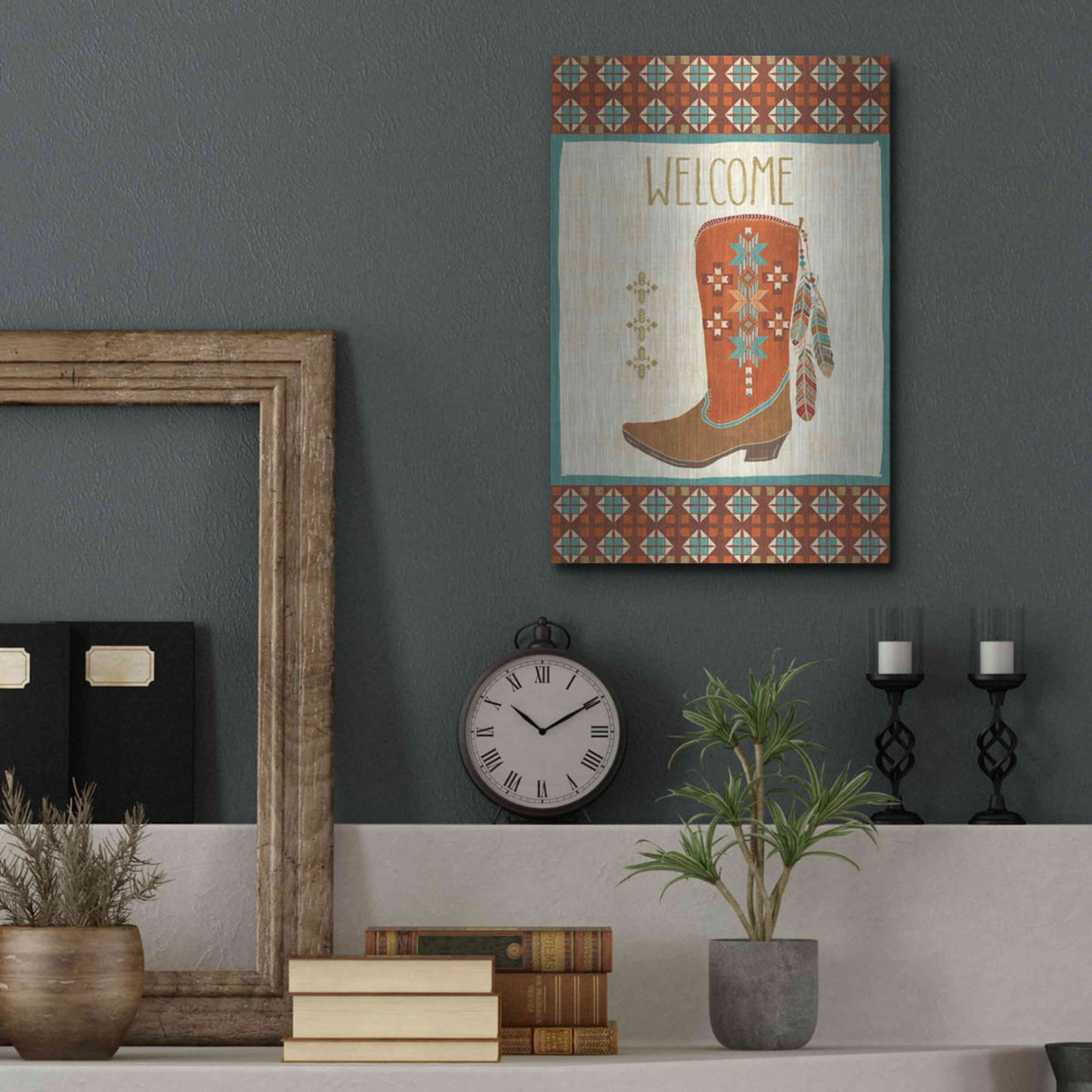 Luxe Metal Art 'Southwest at Heart IV FLAG' by Veronique Charron, Metal Wall Art,12x16