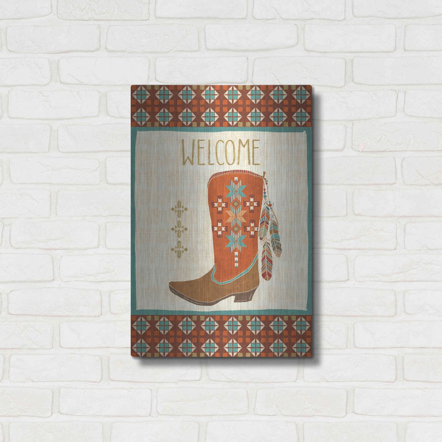 Luxe Metal Art 'Southwest at Heart IV FLAG' by Veronique Charron, Metal Wall Art,16x24