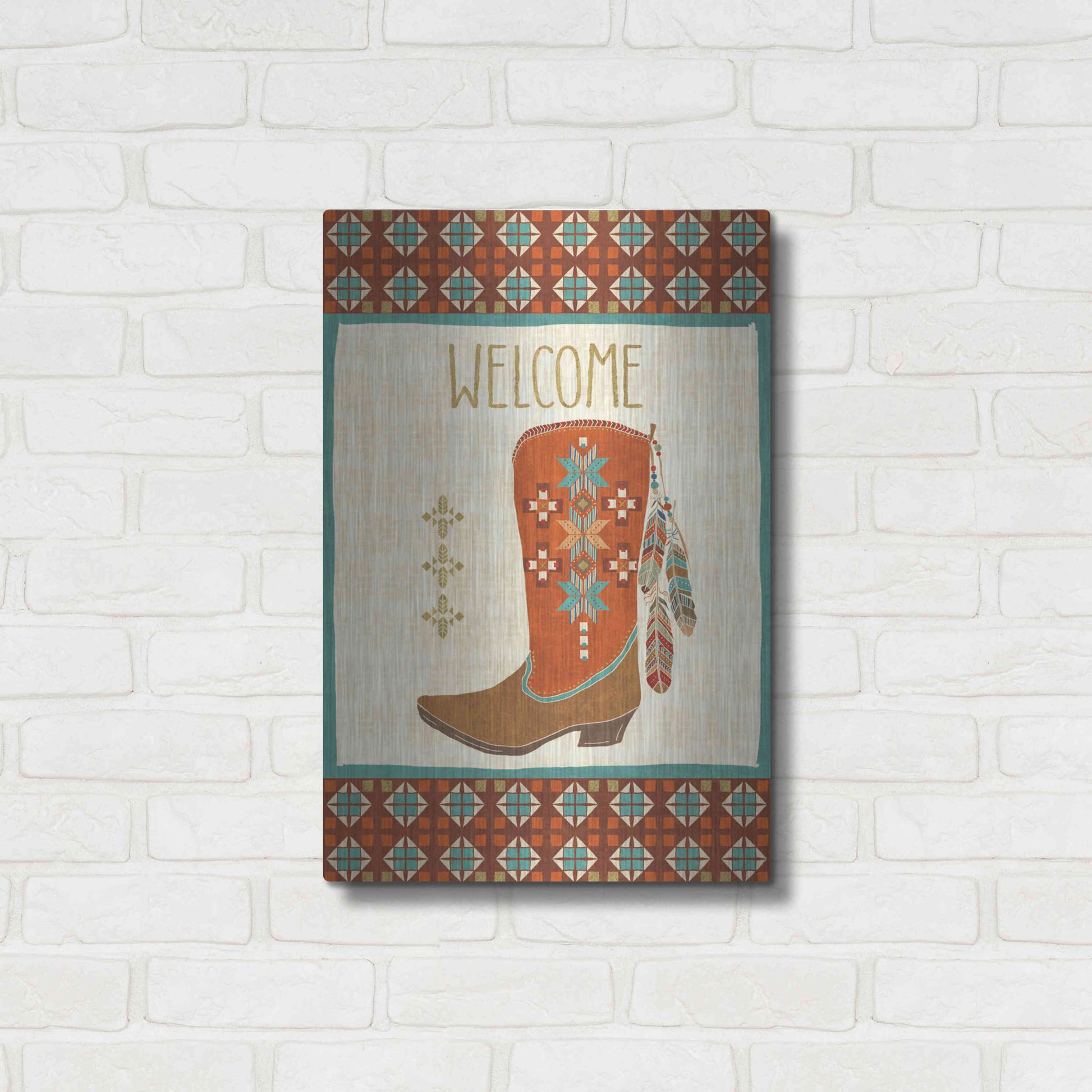 Luxe Metal Art 'Southwest at Heart IV FLAG' by Veronique Charron, Metal Wall Art,16x24