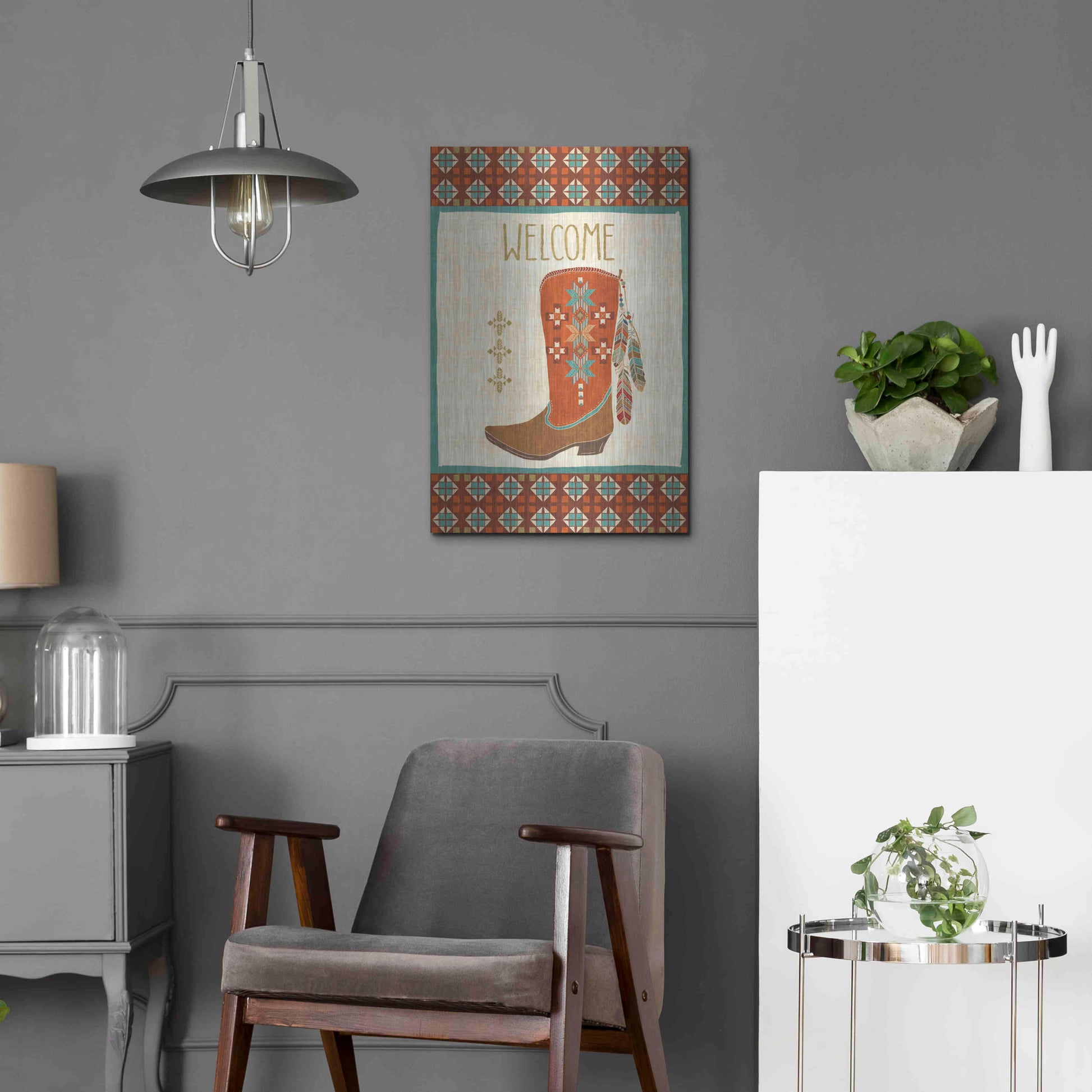 Luxe Metal Art 'Southwest at Heart IV FLAG' by Veronique Charron, Metal Wall Art,16x24