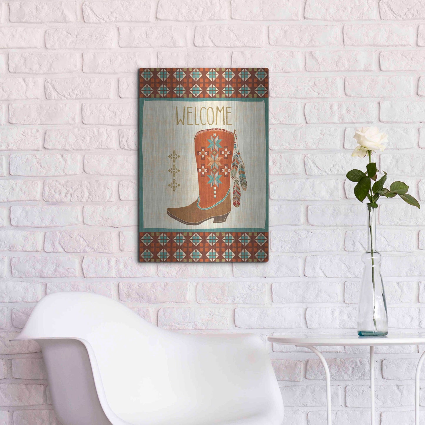 Luxe Metal Art 'Southwest at Heart IV FLAG' by Veronique Charron, Metal Wall Art,16x24