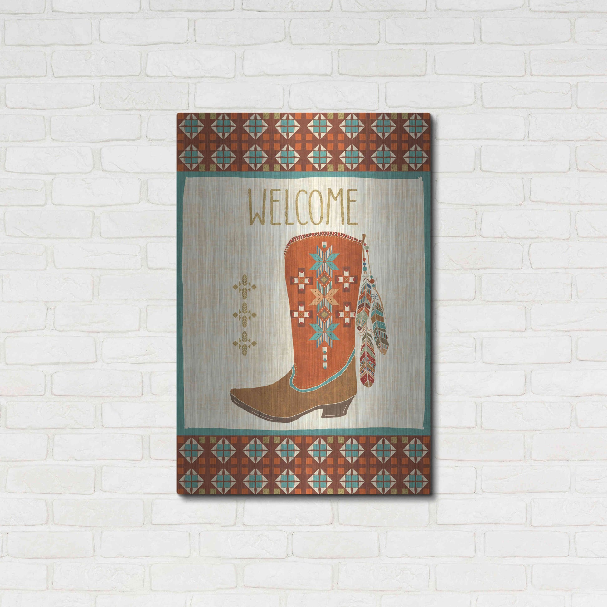 Luxe Metal Art 'Southwest at Heart IV FLAG' by Veronique Charron, Metal Wall Art,24x36