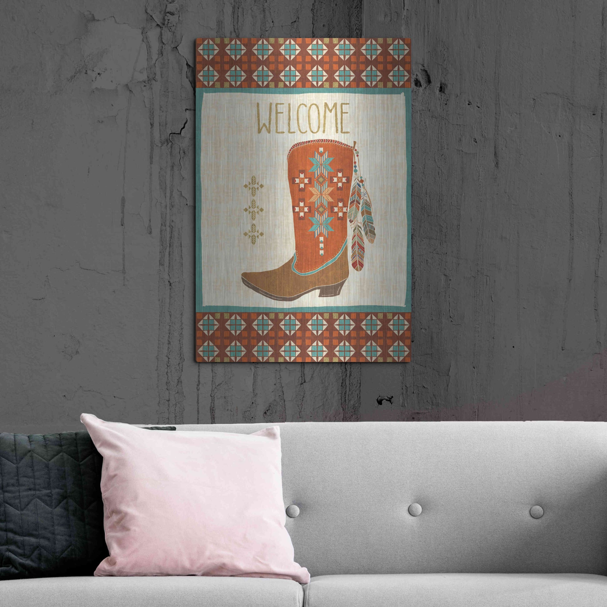 Luxe Metal Art 'Southwest at Heart IV FLAG' by Veronique Charron, Metal Wall Art,24x36