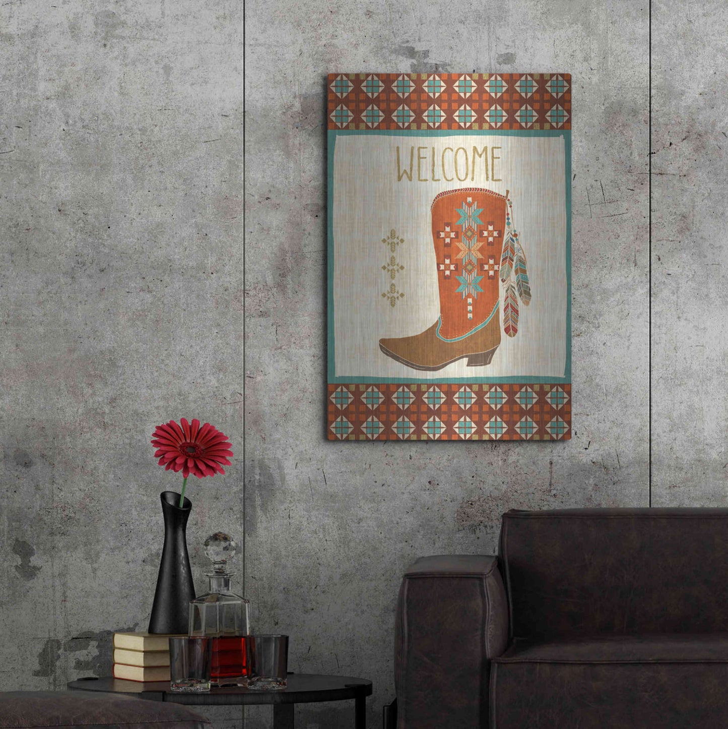 Luxe Metal Art 'Southwest at Heart IV FLAG' by Veronique Charron, Metal Wall Art,24x36