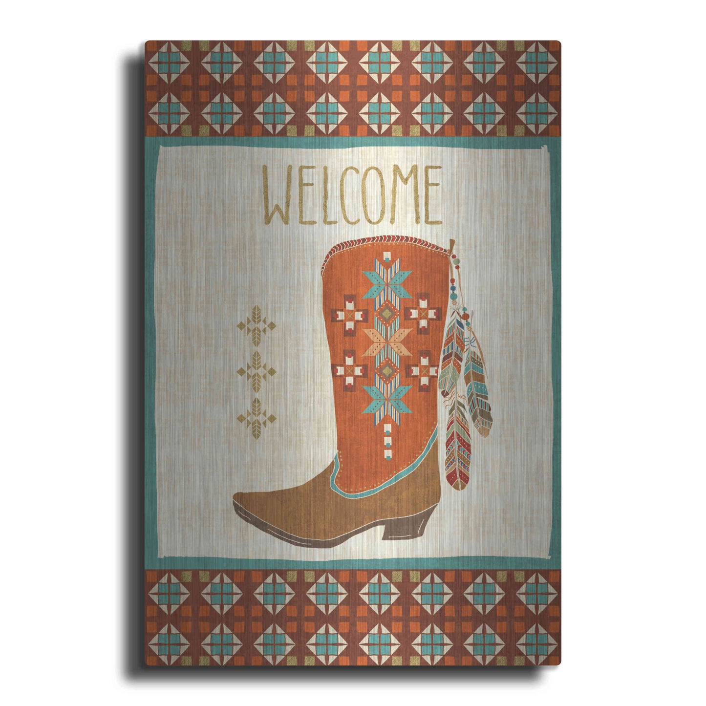 Luxe Metal Art 'Southwest at Heart IV FLAG' by Veronique Charron, Metal Wall Art