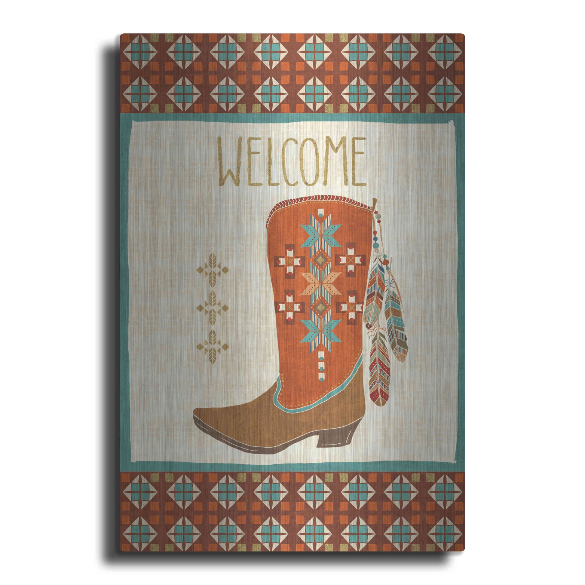 Luxe Metal Art 'Southwest at Heart IV FLAG' by Veronique Charron, Metal Wall Art