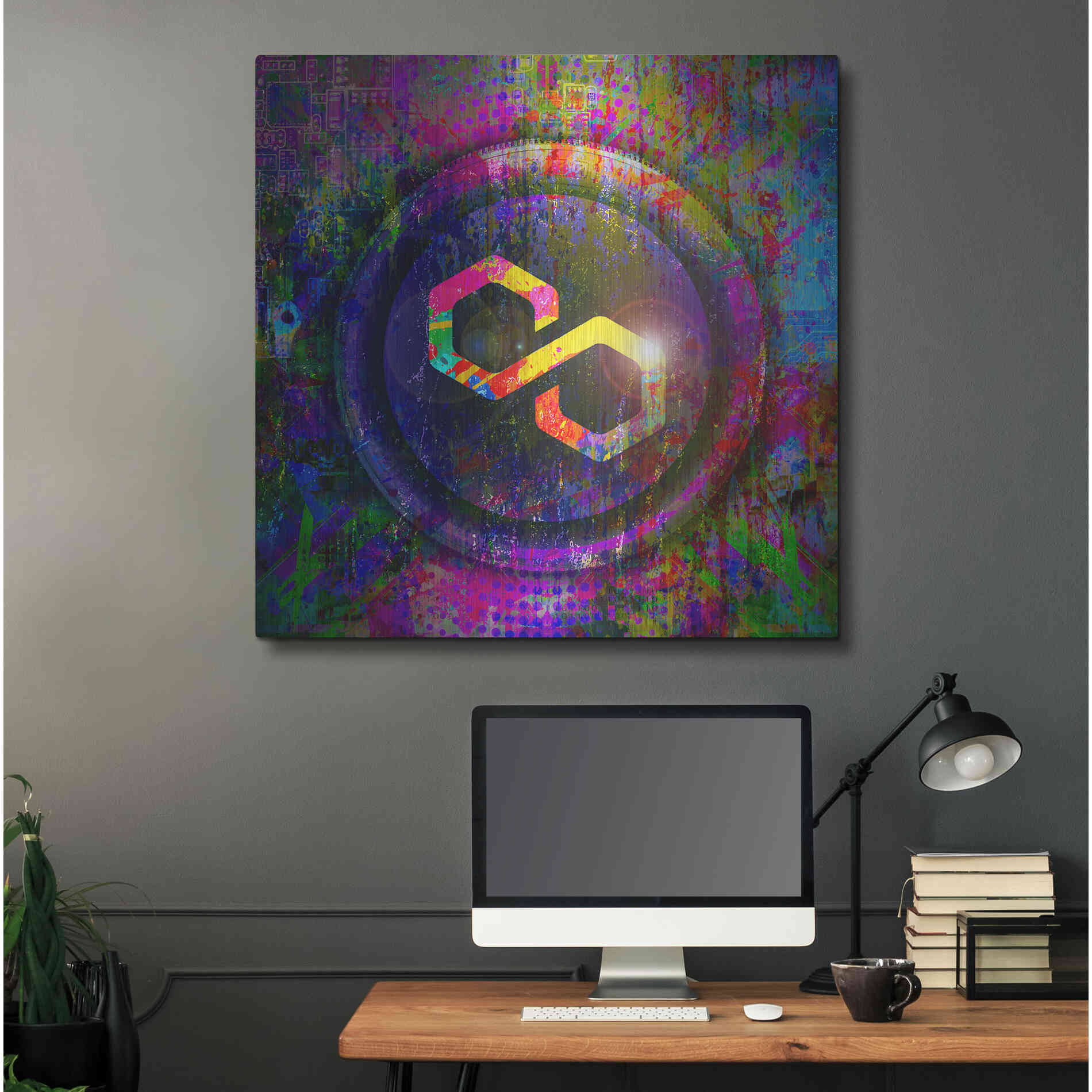 Luxe Metal Art 'MATIC Polygon Crypto,' Metal Wall Art,36x36